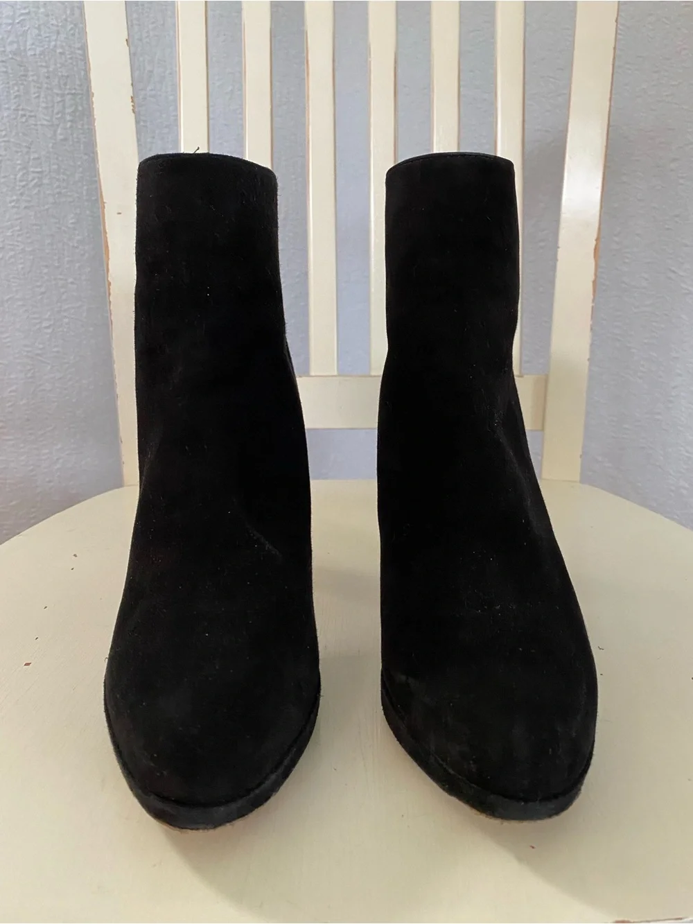 Stuart Weitzman Black Suede Platform Block Heel Ankle Boottie